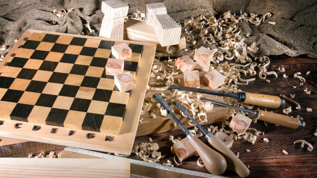 ⁣Crafting an exquisite chess board